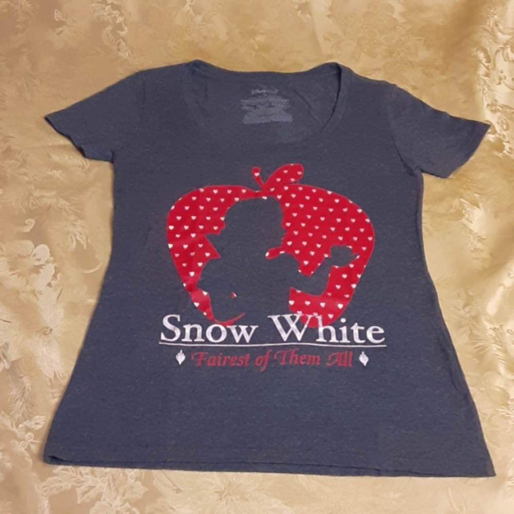 Disney Snow White Tee Shirt Short Sleeve Size S Women's Color Grey and Red